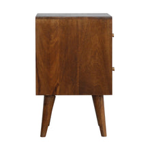 Load image into Gallery viewer, 22" Solid Wood Carved Geometric Two Drawer Nightstand - Chestnut
