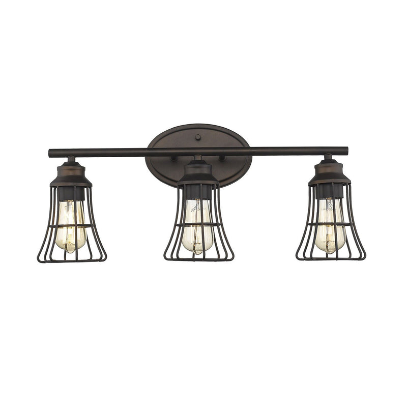 Three Light Cage Wall Light - Bronze