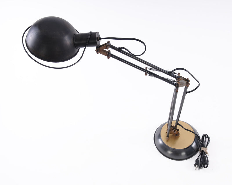 Metal Desk Table Lamp With Black Bowl Shade - Black