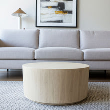 Load image into Gallery viewer, 36" Solid Wood Round Distressed Coffee Table - Natural
