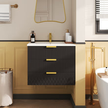 Load image into Gallery viewer, Wall Mounted Floating Cabinet With Double Drawer, Rectangular Sink
