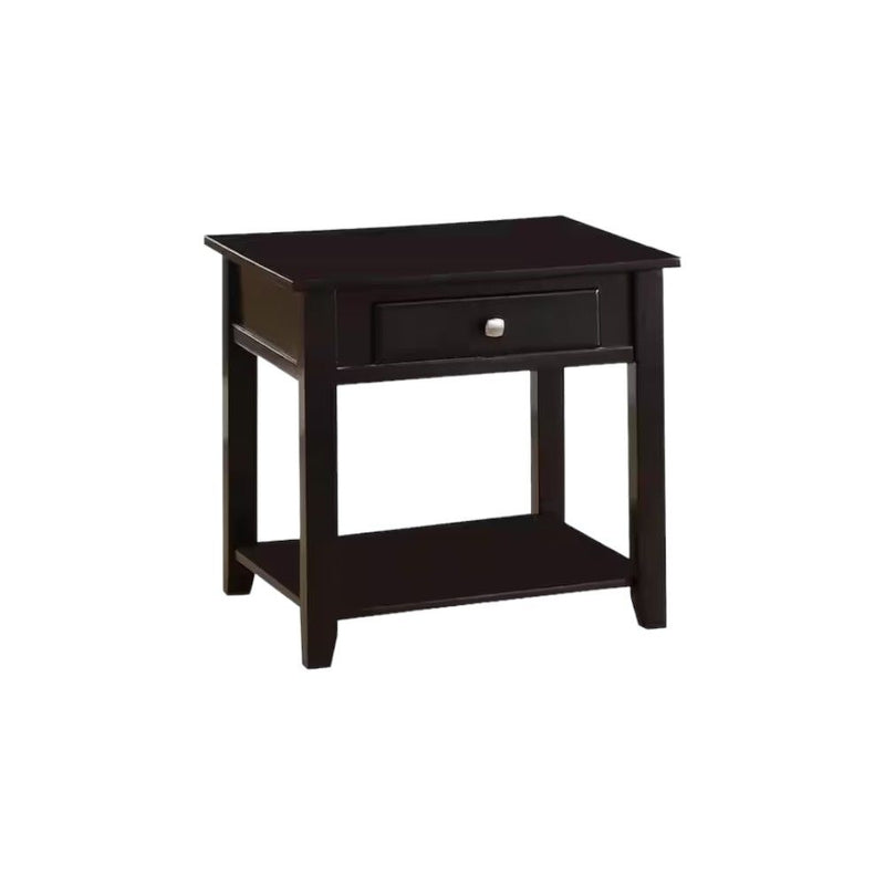 Manufactured Wood Square End Table With Drawer With Shelf - Black