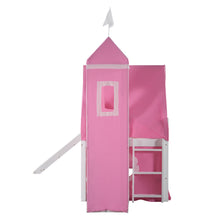 Load image into Gallery viewer, Twin Size Bunk Bed with Slide Pink Tent and Tower - Pink
