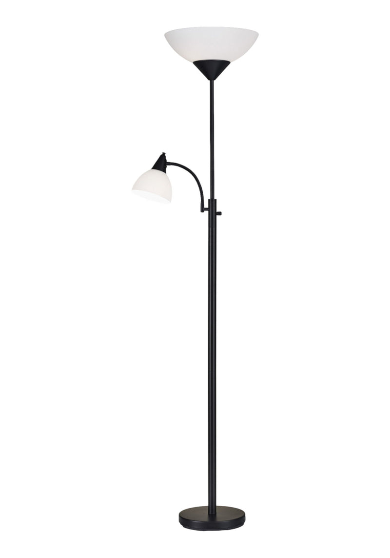 Two Light Torchiere Floor Lamp With Acrylic Bowl Shades - Black / White