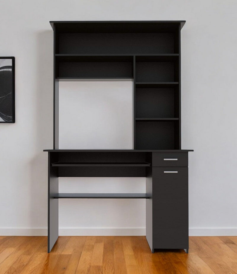 43" Computer Desk With Hutch - Black