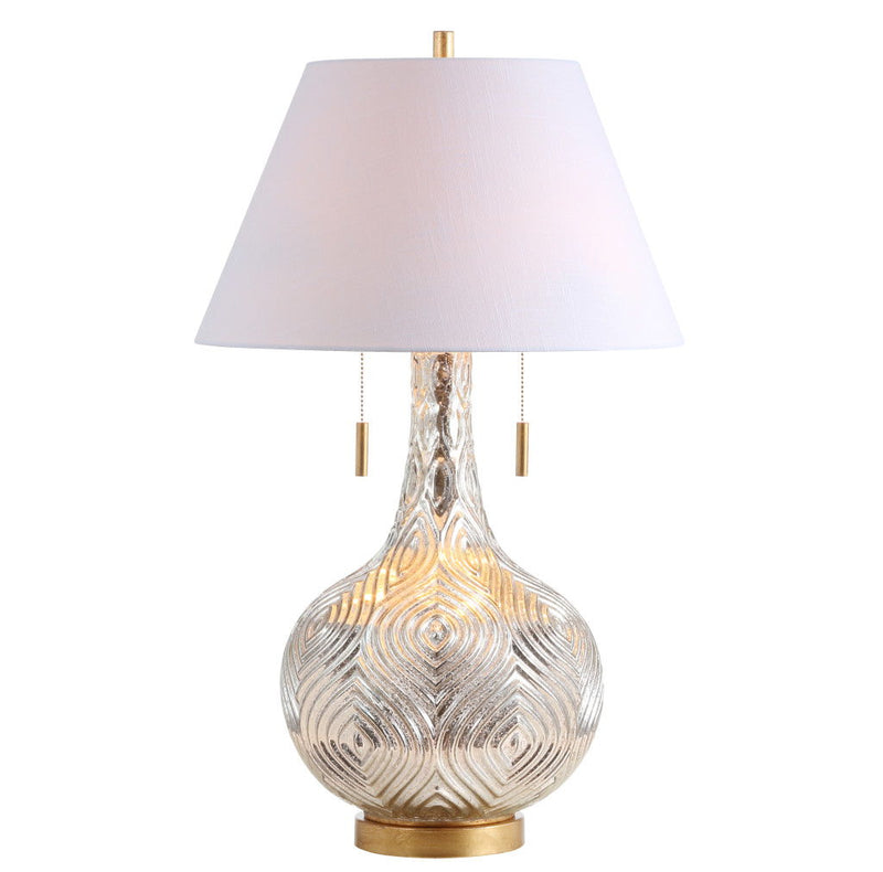 31" Novelty Table Lamp LED With Globe Shade - Silver