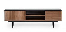 Load image into Gallery viewer, 63" Wood Open And Enclosed Storage TV Stand - Gray And Walnut
