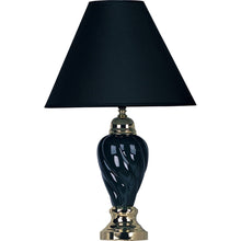 Load image into Gallery viewer, Table Lamp With Navy Blue Shade - Gold And Navy Blue
