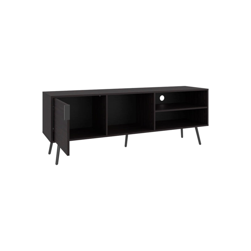 Enclosed Open Storage Entertainment Center - Black