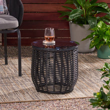 Load image into Gallery viewer, Boho Arias - Side Table With Tempered Glass Top And Rattan Wrap
