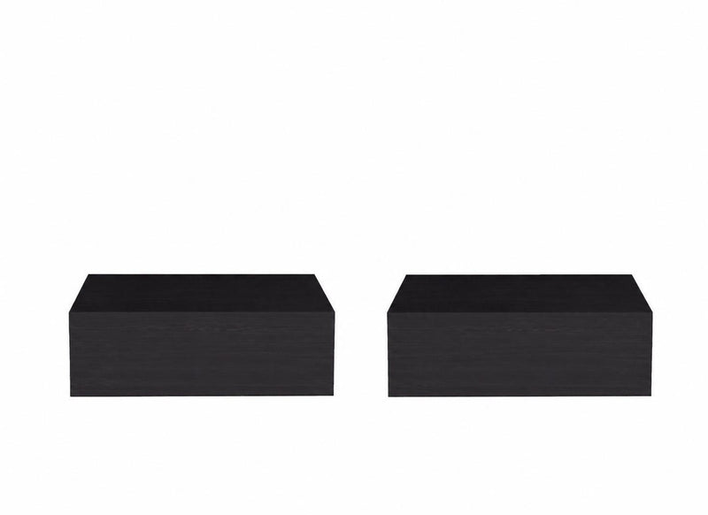 Wood One Drawer Floating Nightstand (Set of 2) - Black