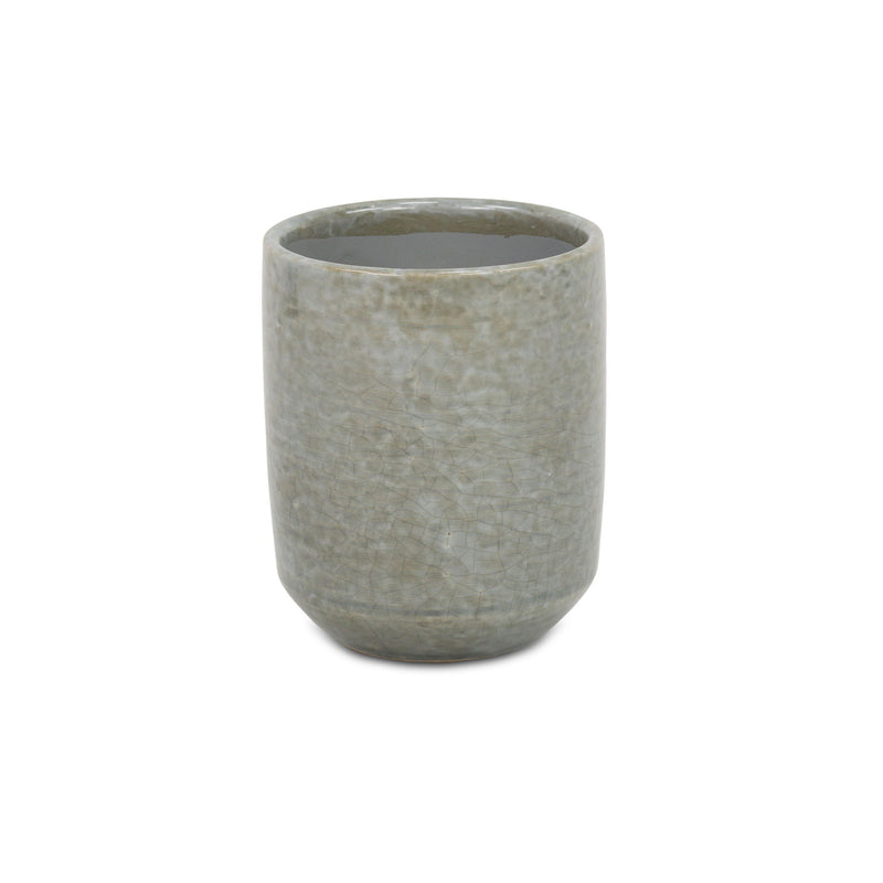 Crackle Mosaic Round Pot Planter (487390) - Gray