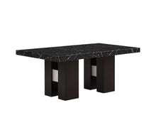 Load image into Gallery viewer, 70" Faux Marble And Wood Double Pedestal Base Dining Table - Black
