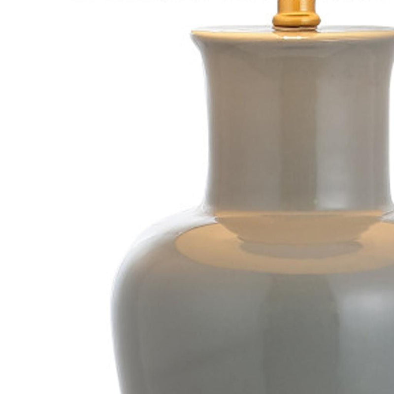 Urn Bedside Lamp With Drum Shade - Gray / Gold / White