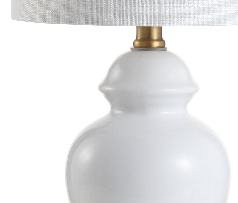 20" Urn Table Lamp With Drum Shade - White