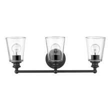 Load image into Gallery viewer, Three Light Glass Shade Wall Sconce - Matte Black
