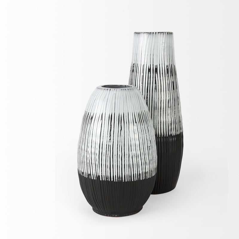 Abstract Cylinder Table Vase (397507) - Black / Gray / White