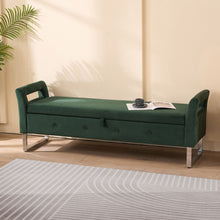 Load image into Gallery viewer, Wide Storage Soft Ottoman Bench With Armrests

