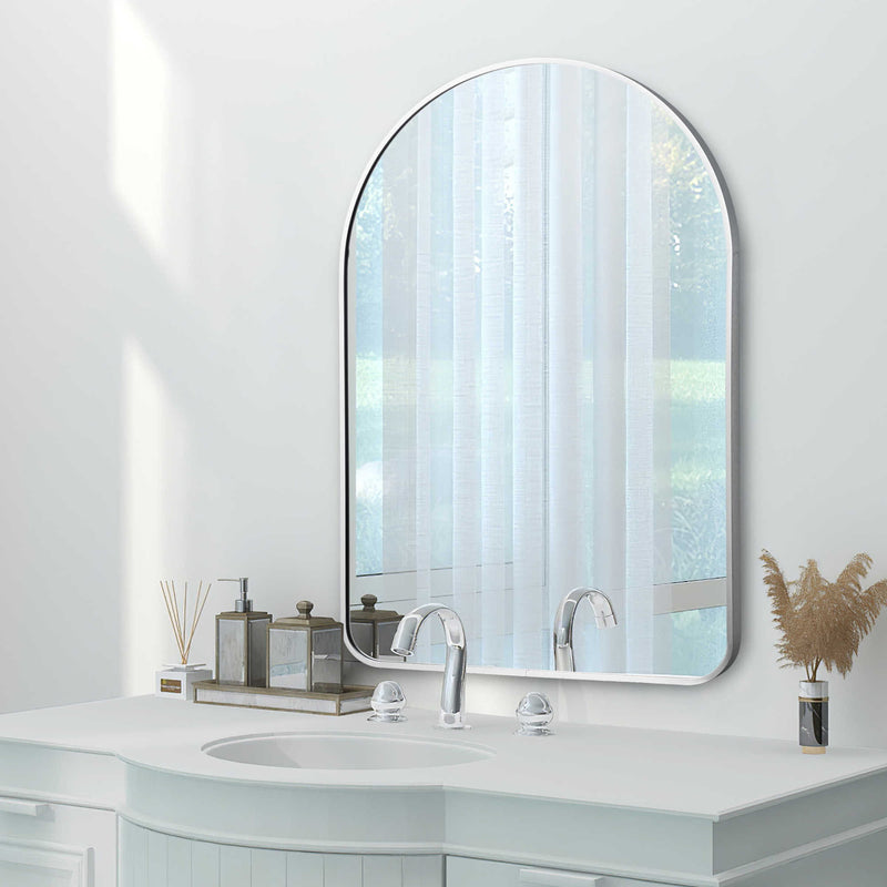 Arch Metal Framed Bathroom Vanity Mirror - Silver