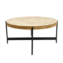 Load image into Gallery viewer, 36" Wood And Iron Round Coffee Table - Natural And Black

