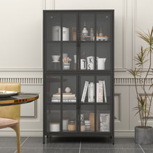 Load image into Gallery viewer, Premium Metal Storage Cabinet With Tempered Glass Doors, Adjustable Shelves, And Anti Tipping Device - Black
