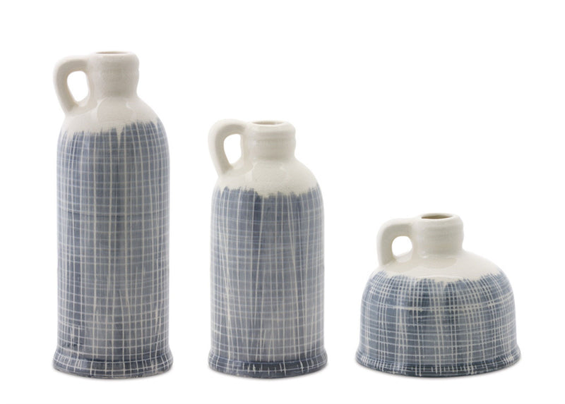 Checkered Jug Vases (Set of 3) - Off White / White