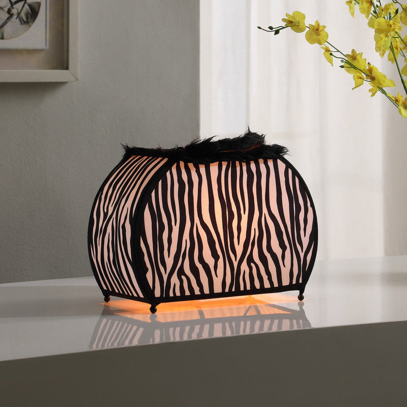 Funky Zebra Pattern Novelty Table Lamp - Black And White