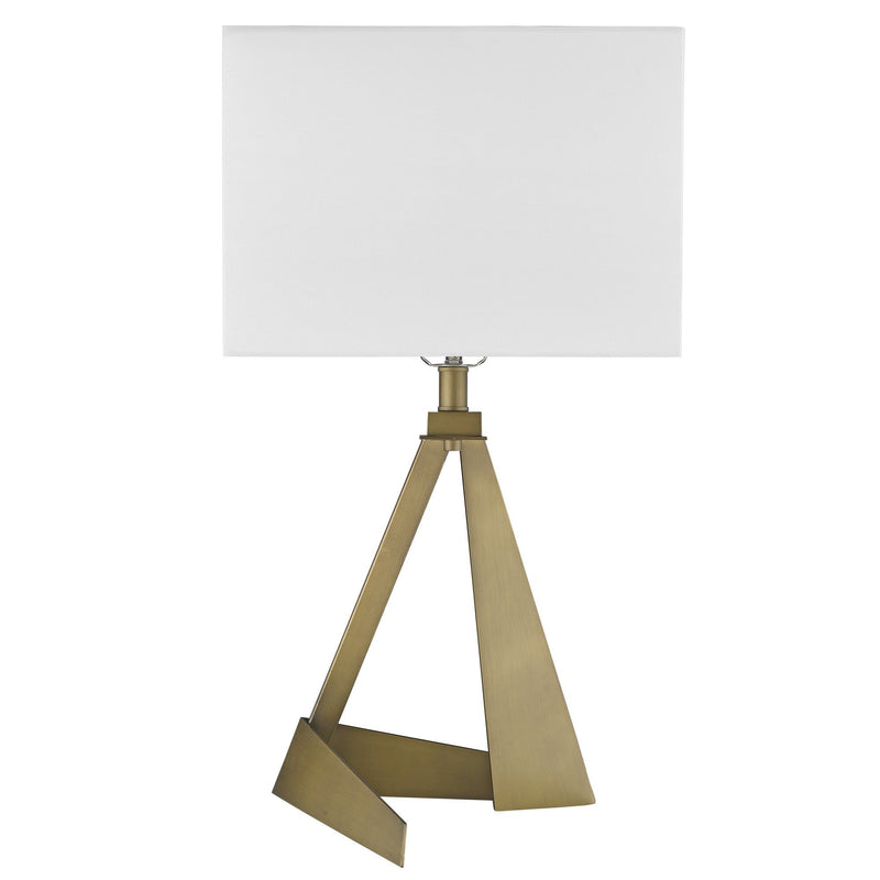 Metal Novelty Table Lamp With White Shade - Brass