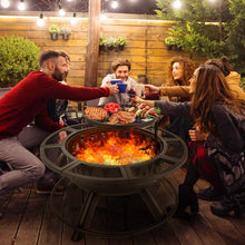 Load image into Gallery viewer, 36〞Fire Pit for Outside Wood Burning Fire Pit Tables with Metal Lid,BBQ Net Black
