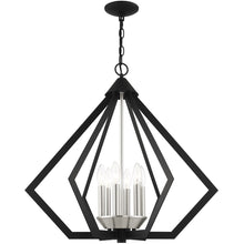 Load image into Gallery viewer, 25" Six Light Dimmable Chandelier With Shades - Black
