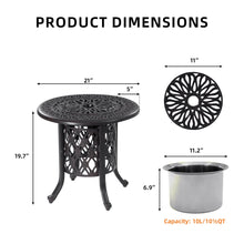 Load image into Gallery viewer, Side Table With Removable Ice Bucket, Hand Brushed Finish, Food Grade Bucket For Indoor &amp; Outdoor Use - Antique Bronze
