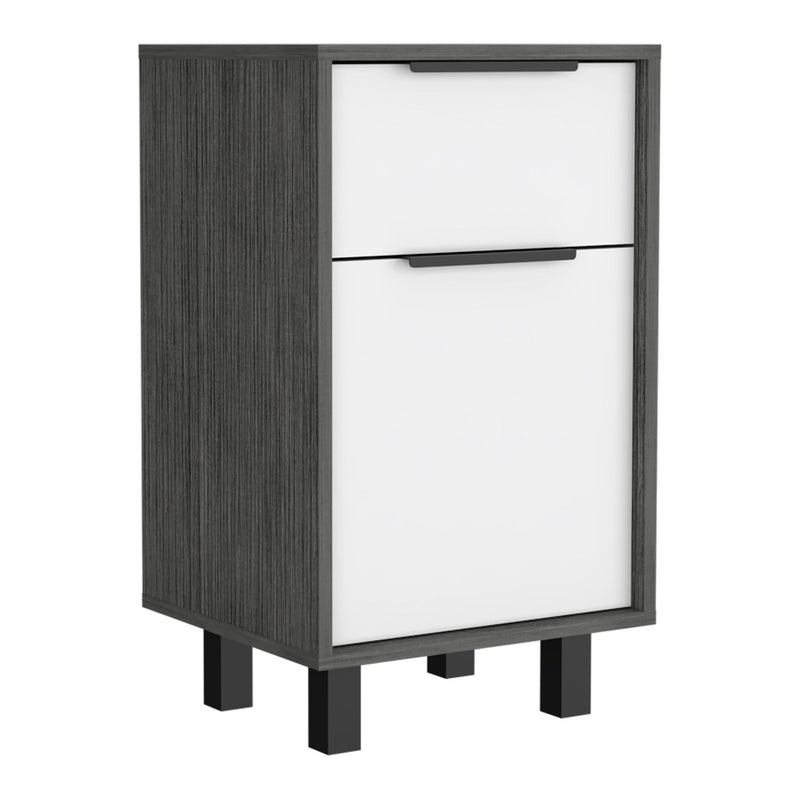 One Drawer Faux Wood Nightstand With Storage - Gray