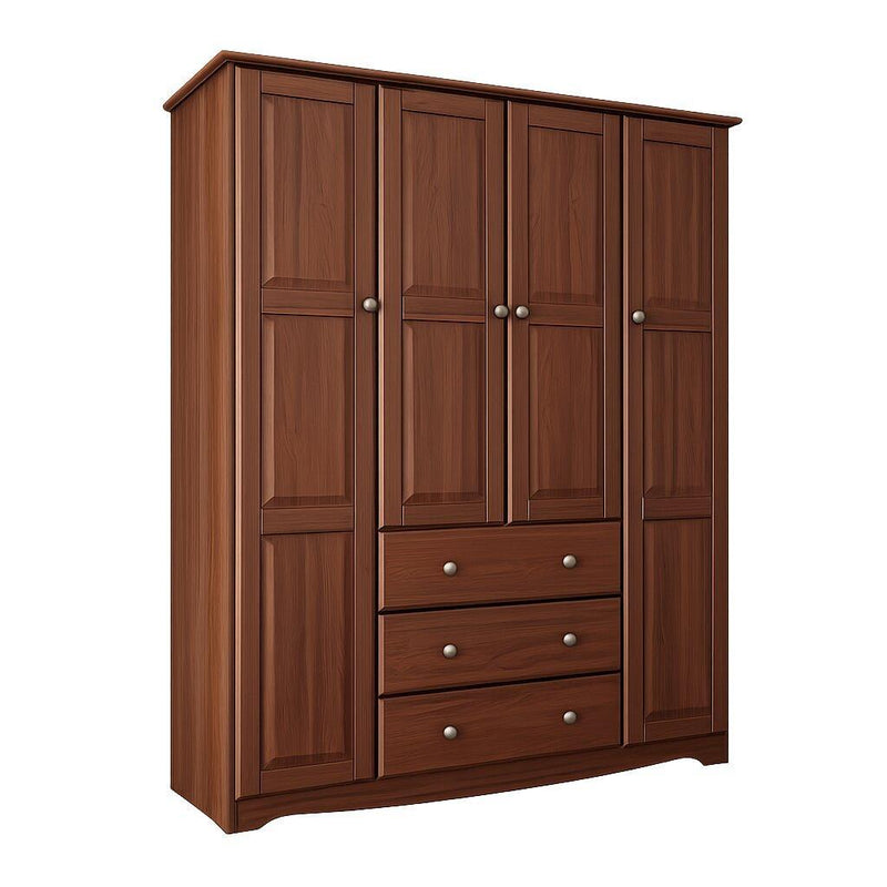 Solid Wood Four Door Three Drawer Combo Dresser - Coffee