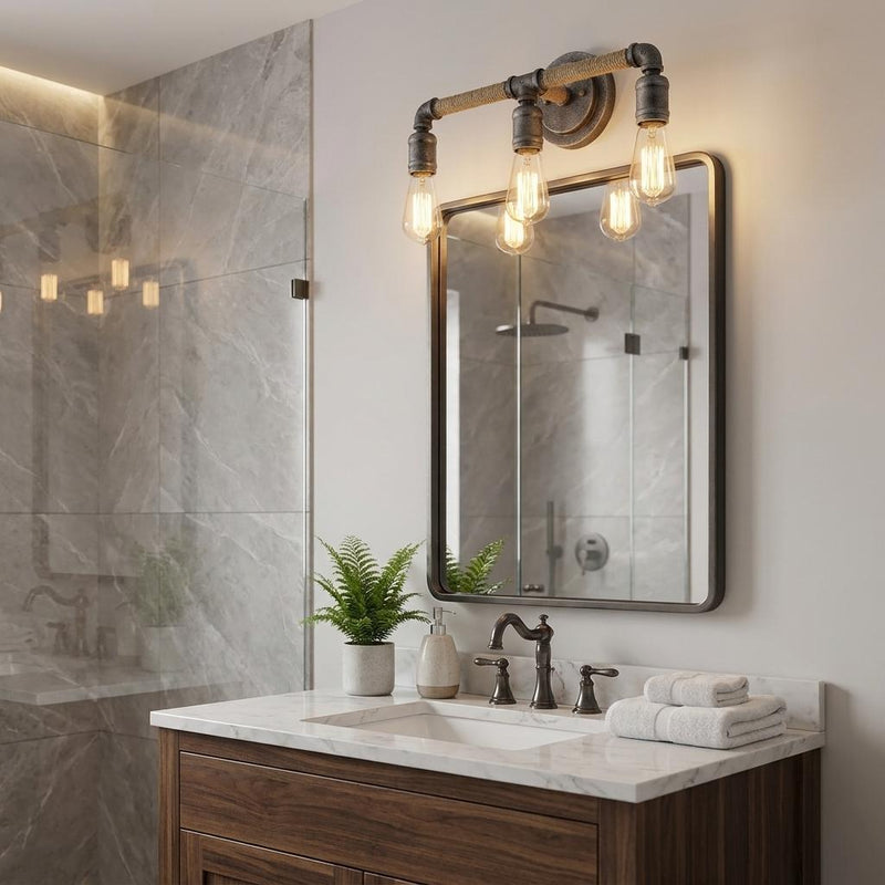 Metal Vanity Flush Mounted Sconce (398730) - Black