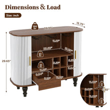 Load image into Gallery viewer, Fluted Liquor &amp; Coffee Bar Cabinet With 6 Wine Racks And 3 Glass Holders
