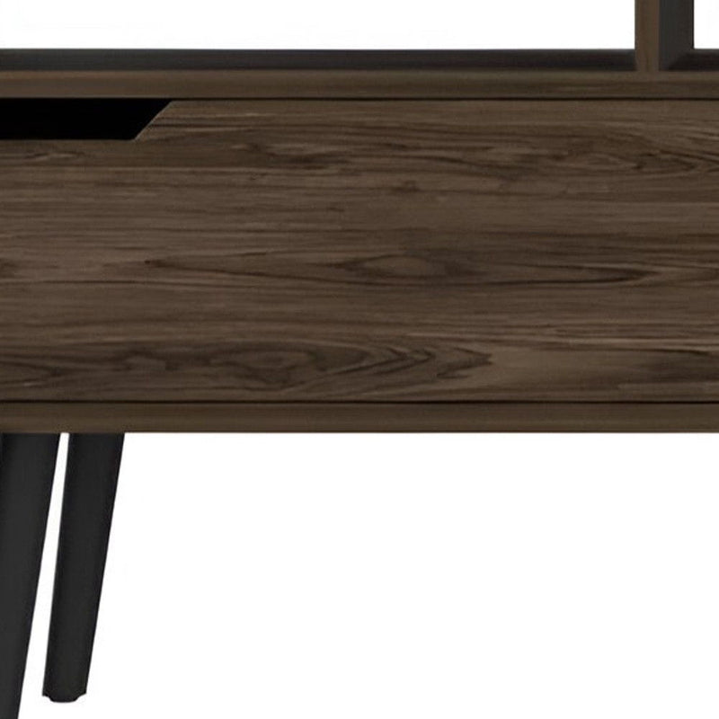 54" Wood Enclosed And Open Storage TV Stand - Dark Brown