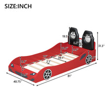 Load image into Gallery viewer, Race Car Shaped Platform Bed With LED And Upholstered Backrest In
