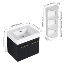 Load image into Gallery viewer, Modern Wall Mounted Bathroom Vanity With Resin Sink And Storage Rack
