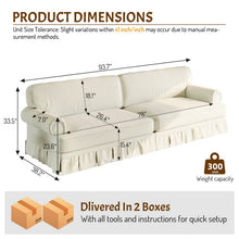 Load image into Gallery viewer, Luxuriously Comfortable Cloud Couch Sofa With Elegant Rolled Arms &amp; Pleated Skirt Design
