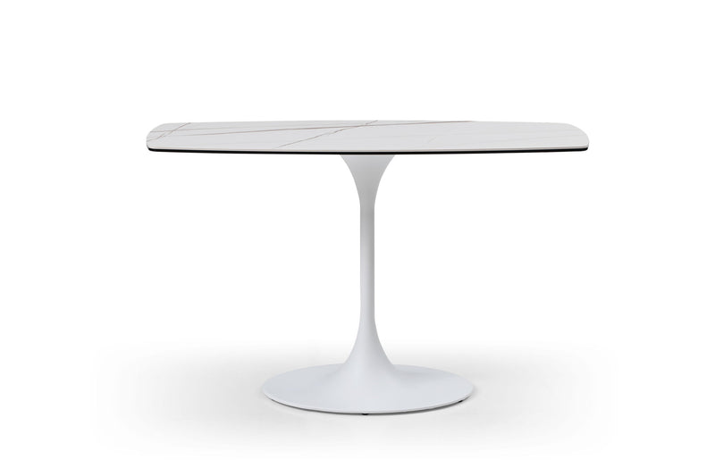 Ceramic Tile Steel Pedestal Console Table - White / Steel