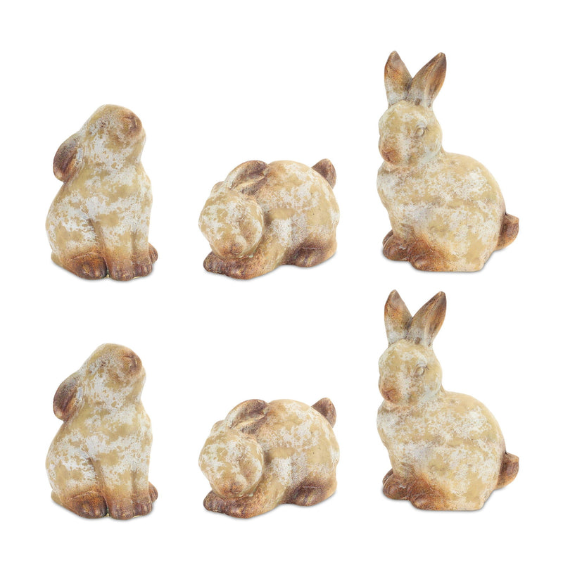 Terracotta Rabbit Tabletop Sculpture (Set of 6) - Gray And Brown