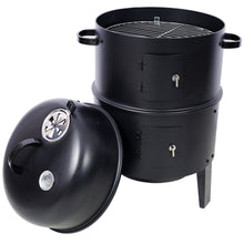Load image into Gallery viewer, Portable Charcoal Smoker Grill For Outdoor Cooking - Black

