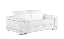 Load image into Gallery viewer, Genuine Leather Love Seat - White / Silver
