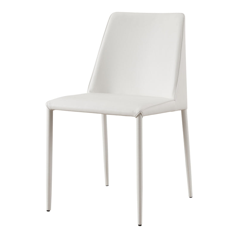 Solid Back Upholstered Faux Leather Dining Side Chairs (Set of 2) - White