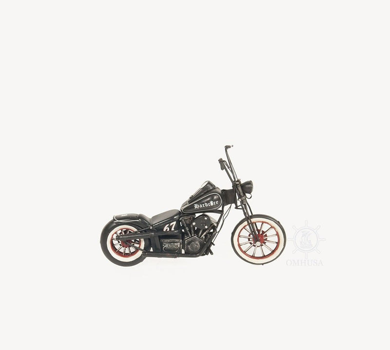 Hand Painted Model Motorcycle Tabletop Sculpture - Black