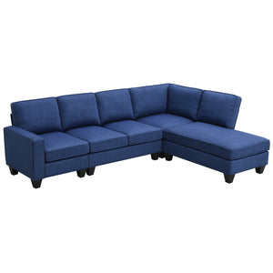 [VIDEO provided] [New] 104.3*78.7" Modern L-shaped Sectional Sofa,7-seat Linen Fabric Couch Set with Chaise Lounge and Convertible Ottoman for Living Room,Apartment,Office,3 Colors