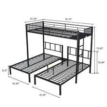 Load image into Gallery viewer, Metal Triple Twin Bunk Bed/ Can Be Separated into 3 Twin Beds/ Sturdy Metal/ Noise Reduced/ Bunk Bed for Three/ Safety Guardrail/ CPC Certified/ No Box Spring Needed
