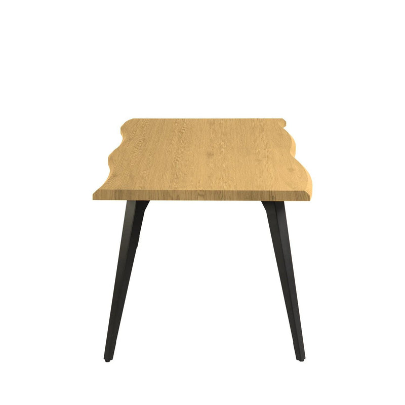 Wood And Iron Live Edge Dining Table - Natural And Black