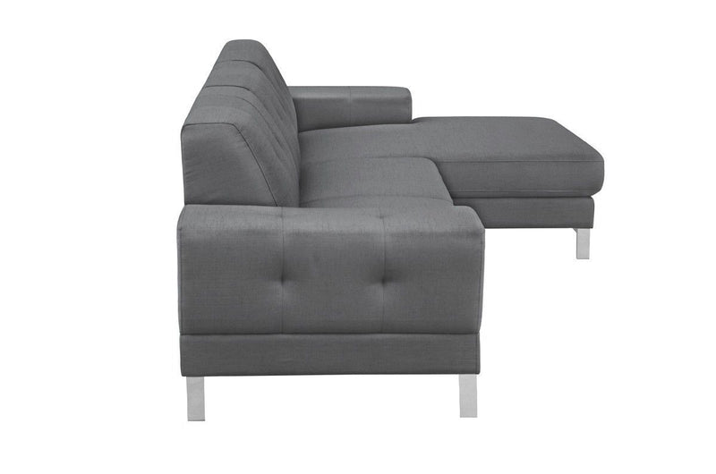 Polyester L Shaped Two Piece Sofa Chaise Sectional - Dark Gray