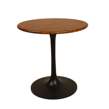 Load image into Gallery viewer, 30" Rounded Solid Wood And Iron Pedestal Base Dining Table - Brown
